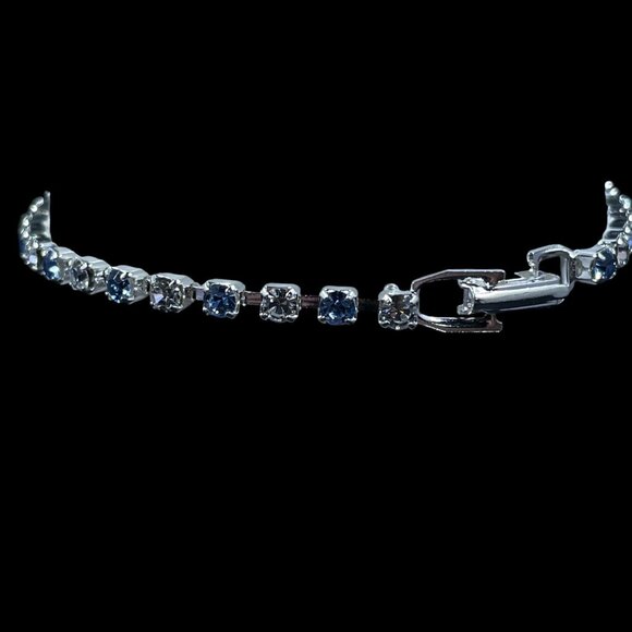 Swarovski Crystal Tennis Bracelet Silver Blue Holiday Gift Coquette Elegant - Picture 5 of 9